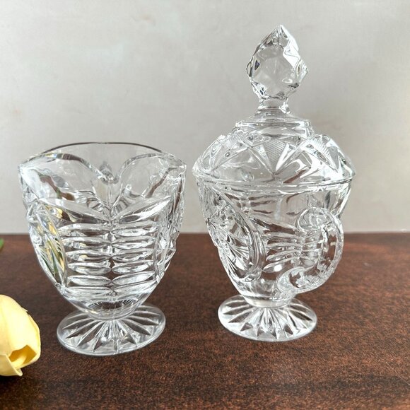Pinwheel Polish Lead Crystal Sugar & Creamer - Picture 6 of 9